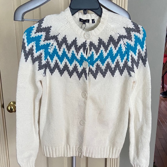 Women's White, Gray and Blue Patterned Sweater Size S - Picture 1 of 4